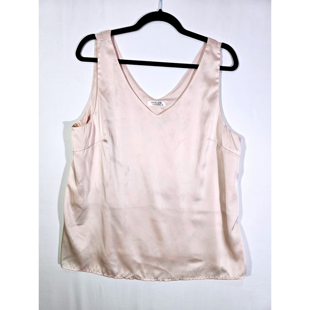 Elegant Minimalist Ekouaer Satin Tank Top Women XL Champagne Pink
